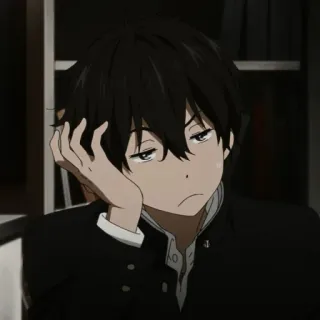 🍪 anime, boy, tired, school uniform, hyouka telegram sticker