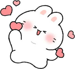 💬 thỏ, dễ thương, kawaii, thỏ con, trái tim, tình yêu telegram sticker