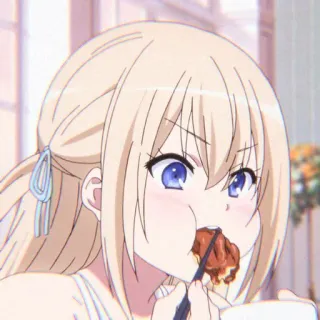 🐰 Anime, Garota, Comendo, Fofo, Comida, Kawaii telegram sticker