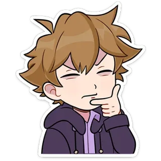 🤔 Anime, Cartone animato, Pensando, Riflessivo, Personaggio, Posa telegram sticker