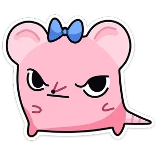 😡 หนู, น่ารัก, การ์ตูน, สัตว์, สีชมพู, โบว์, ตัวละคร telegram sticker
