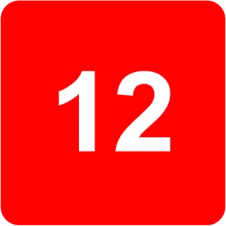 🟥 12 number, red, white, numerical telegram sticker