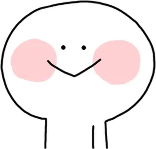 💬 simple, minimalist, cute, face, happy, pink cheeks, white whatsapp sticker