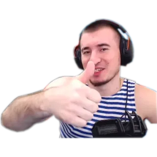 👍 hombre, pulgar arriba, auriculares, persona, retrato telegram sticker
