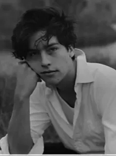 ⚓️ Cole Sprouse acteur, portrait, noir et blanc, célébrité, Cole Sprouse telegram sticker