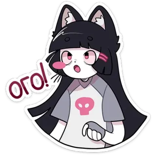 😮 oro! ragazza gatto, anime, adesivo, carino, teschio whatsapp sticker