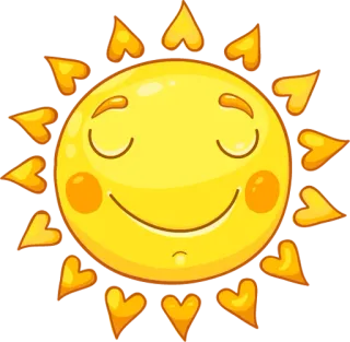 🌞 sol, desenho animado, feliz, fofo, corações, ilustração telegram sticker
