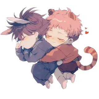 ❤️ Chibi, Anime, Niedlich, Kawaii, Figuren, Schlafend, Umarmung telegram sticker