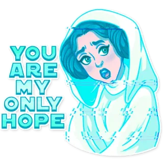 🥺 Princess Leia Star Wars YOU ARE MY ONLY HOPE принцесса лея, звездные войны, надежда, цитата из фильма telegram sticker