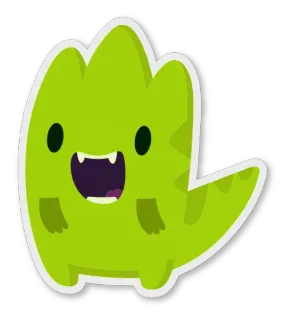😱 süß, monster, grün, cartoon, fröhlich, kawaii, tier, sticker telegram sticker