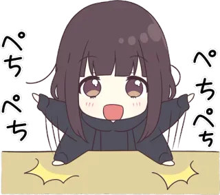 😤 ぺち 애니메이션, 소녀, 치비, 귀여운, 만화 whatsapp sticker