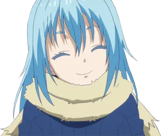 🙂 Rimuru Tempest That Time I Got Reincarnated as a Slime Anime, Sorriso, Cabelo azul, Bonito, Isekai telegram sticker