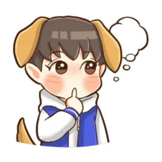 🤔 orelhas de cachorro, anime, pensando, fofo, desenho animado telegram sticker