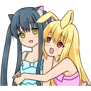 ☺️ Anime, Manga, Kreskówka, Słodkie, Kawaii, Dziewczyny, Uszy królika, Uszy kota telegram sticker