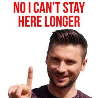 😊 NO I CAN'T STAY HERE LONGER uomo, dito, detto, citazione telegram sticker