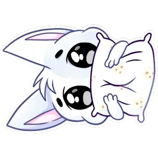 😴 猫, 可愛い, 動物, 枕, 眠い, 白, ステッカー telegram sticker