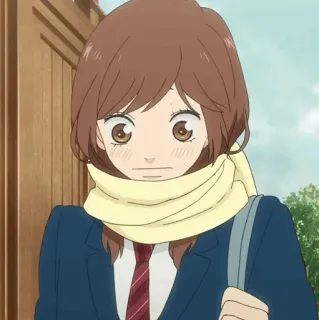 🥡 anime, girl, school uniform, scarf telegram sticker