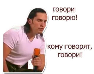 😤 говори говорию!
кому говорят, говори! homem, microfone, falando, expressão, russo telegram sticker