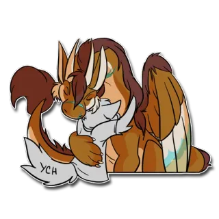 🙏 YCH naga, furry, peluk, lucu, binatang, fantasi telegram sticker