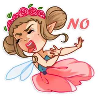 😖 NO hada, no, protesta, dibujos animados, rechazo whatsapp sticker