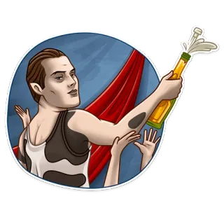 🍾 Mann, Champagner, Party, Feier, Trinken, Blasen, Hände telegram sticker
