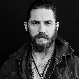 🔥 Tom Hardy acteur, portrait, homme, barbe, noir et blanc telegram sticker