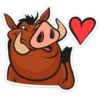 ❤️ Pumbaa The Lion King Pumbaa, Lion King, Warthog, Disney, Heart, Love, Cartoon telegram sticker