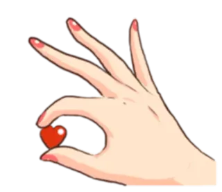 ❤ mano, corazón, amor, dedo, uñas, lindo telegram sticker