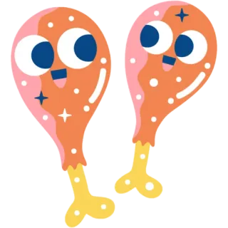 😋 cuisses de poulet, nourriture, mignon, dessin animé, kawaii, animation, illustration telegram sticker