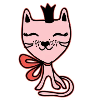 👑 кот, котенок, милый, животное, розовый, корона, бант telegram sticker