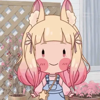 😷 @xx.yuji аниме девушка, мило, кавай, аниме, мультфильм, чиби, лисьи ушки telegram sticker