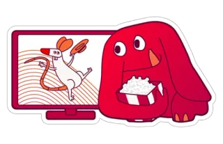 🍟 monster, tv, mouse, popcorn, cartoon whatsapp sticker
