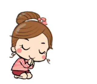 😌 Desenho animado, Menina, Bonito, Orando, Kawaii, Adesivo telegram sticker