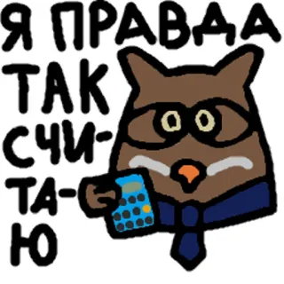 👍 Я ПРАВДА ТАК СЧИТАЮ сова, калькулятор, русский, мультфильм, животное telegram sticker