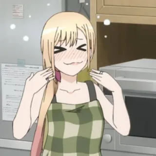 😆 Marin Kitagawa My Dress-Up Darling Anime, Ragazza, Carina, Kawaii, Personaggio, Grembiule, Rossore telegram sticker