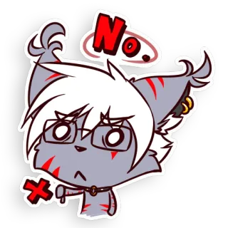 ❌ No. Katze, Cartoon, Negativ, Ausdruck, Brille whatsapp sticker