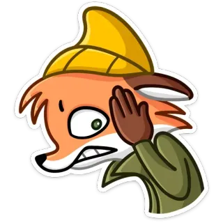 😐 renard, dessin animé, animal, personnage, expression, émotion, surprise telegram sticker