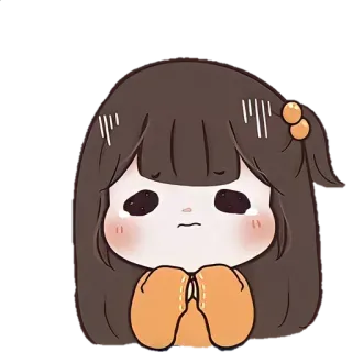 ☀️ sedih, gadis, chibi, kawaii, kartun whatsapp sticker