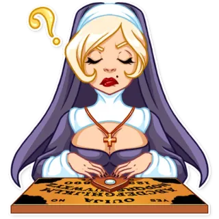 ❓ nun, ouija, board, question, mystery, cartoon telegram sticker