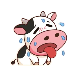 🤒 krowa, zwierzę, naklejka, kreskówka, spocony, zmęczony telegram sticker