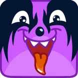 😛 animal, dog, cartoon, purple, tongue, fun whatsapp sticker