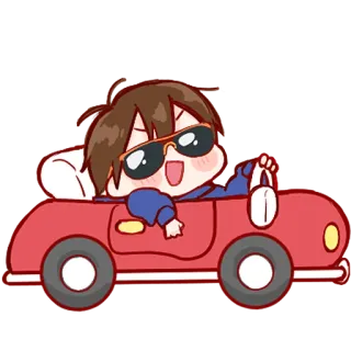 💞 漫画, 運転, 車, サングラス, 幸せ, 可愛い whatsapp sticker