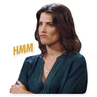 🤔 Robin Scherbatsky How I Met Your Mother HMM série télé, drôle, réaction, hmm, cobie smulders telegram sticker