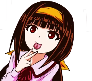 😜 Anime, Dibujo animado, Personaje, Chica, Signo de paz, Lengua telegram sticker