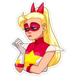 😔 super-herói, menina, desenho animado, loira, adesivo, personagem telegram sticker