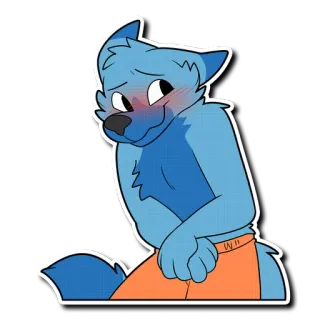 😳 WI Furry, Kartun, Anjing, Malu, Biru telegram sticker