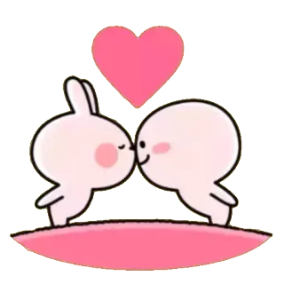 💋 любовь, поцелуй, сердце, милый, отношения, кролик, мультфильм whatsapp sticker