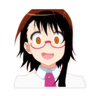 😅 Anime, Cartoon, Mädchen, Brille, Lächeln whatsapp sticker