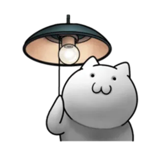🌝 gato, animal, lindo, dibujos animados, bombilla, blanco whatsapp sticker