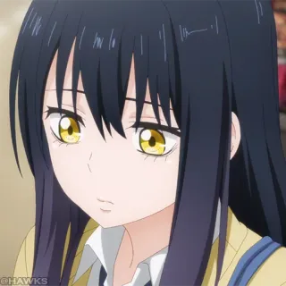 ☠️ Anime, Garota, Olhos Amarelos, Uniforme Escolar telegram sticker